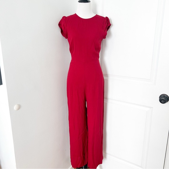Reformation Bold Red Open Back Jumpsuit - Size 6 - Picture 2 of 5